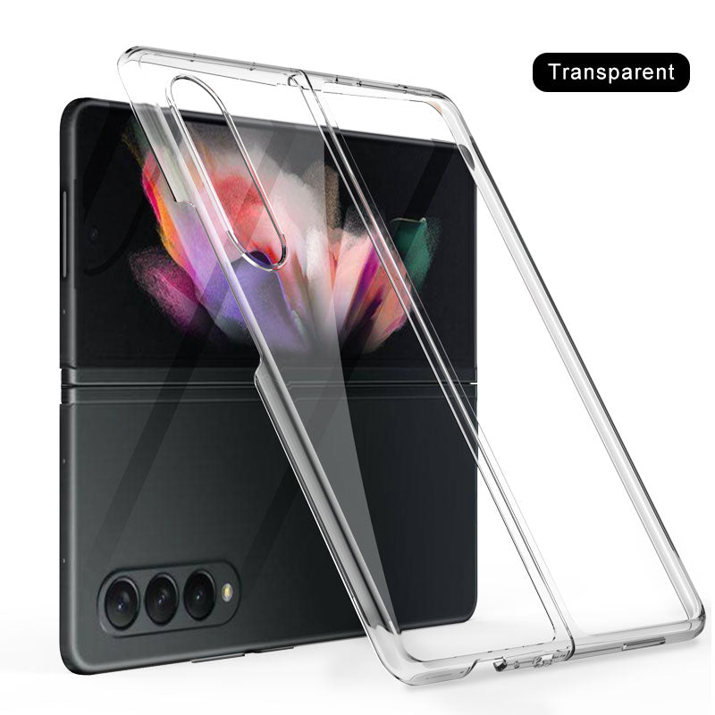 Luxury Plating Flip Case For Samsung Galaxy Z Fold 2 3 5G HD Transparent Shockproof Hard Cover For Samsung Z Fold3 5G Case