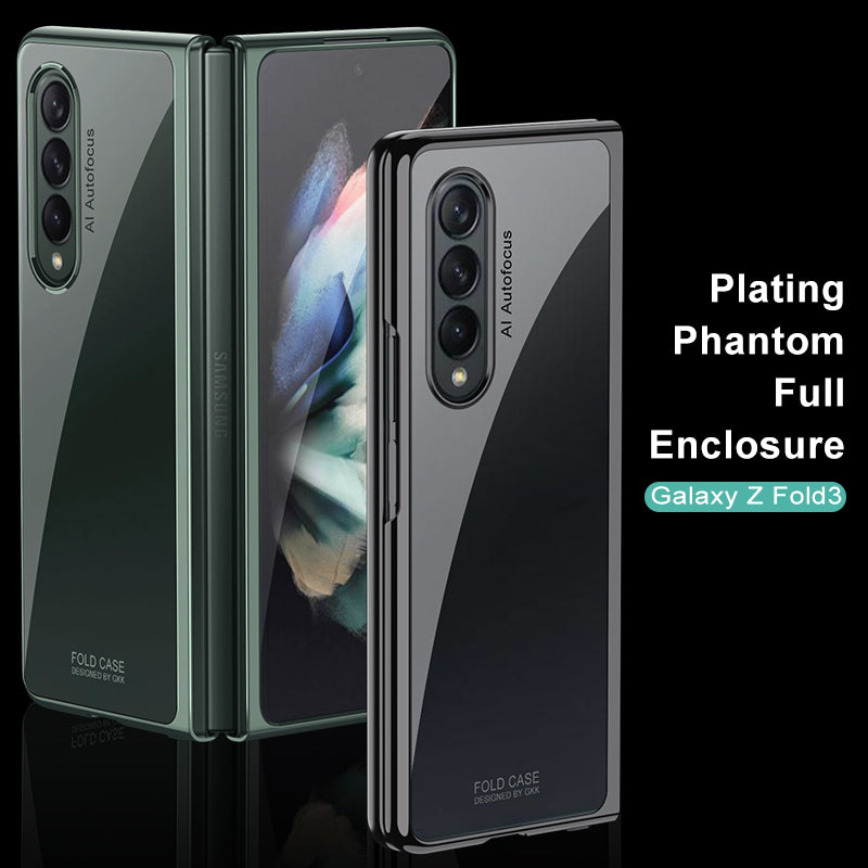 Luxury Plating Flip Case For Samsung Galaxy Z Fold 2 3 5G HD Transparent Shockproof Hard Cover For Samsung Z Fold3 5G Case