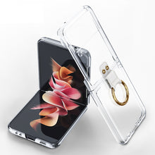 Carregar imagem no visualizador da galeria, Luxury Transparent Plating Case Cover For Samsung Galaxy Z Flip 3 5G Case Ring Stand Hard Phone Cover For Galaxy Z Flip3 5G
