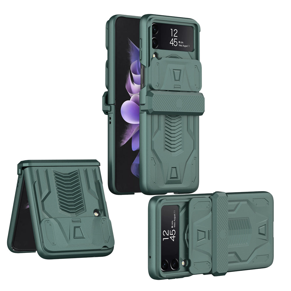 Magnetic Armored Camera Slide Cover For Samsung Galaxy Z Flip 3 Case All-included Hinge Plastic Hard For Galaxy Z Flip3 Case