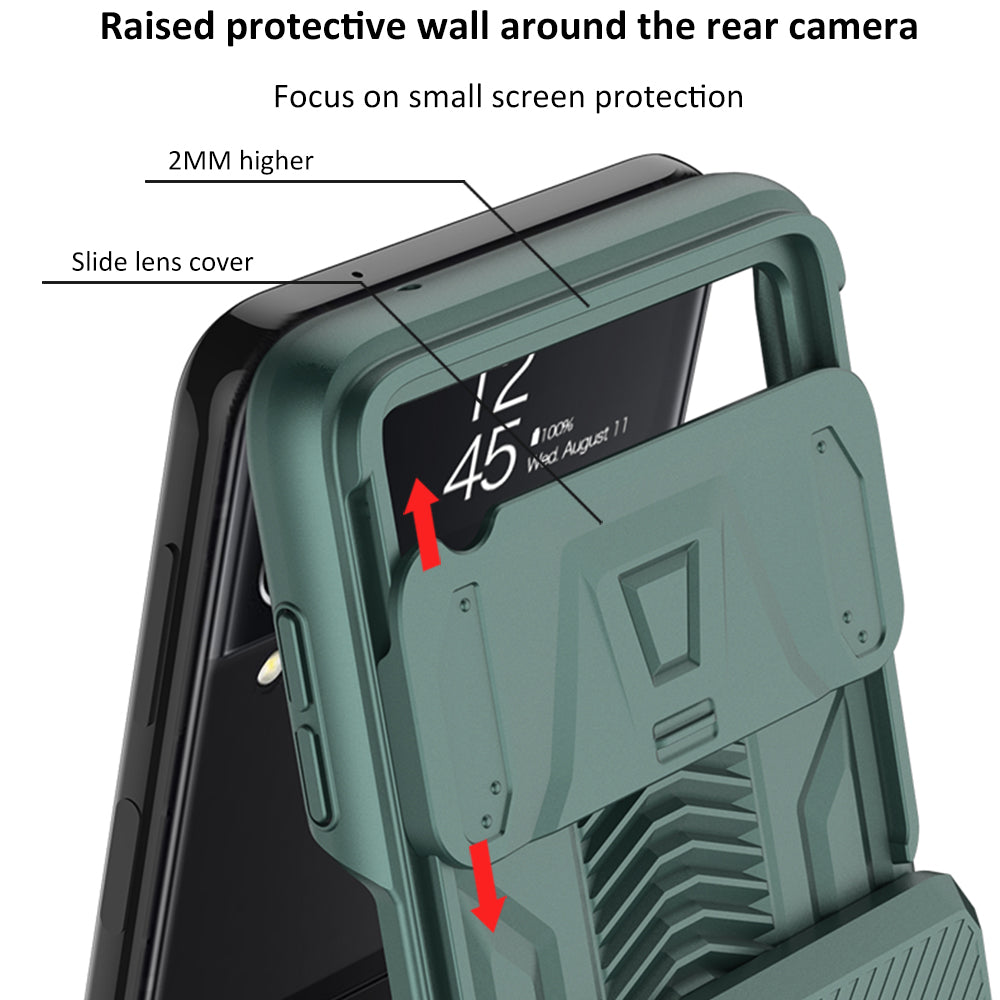 Magnetic Armored Camera Slide Cover For Samsung Galaxy Z Flip 3 Case All-included Hinge Plastic Hard For Galaxy Z Flip3 Case