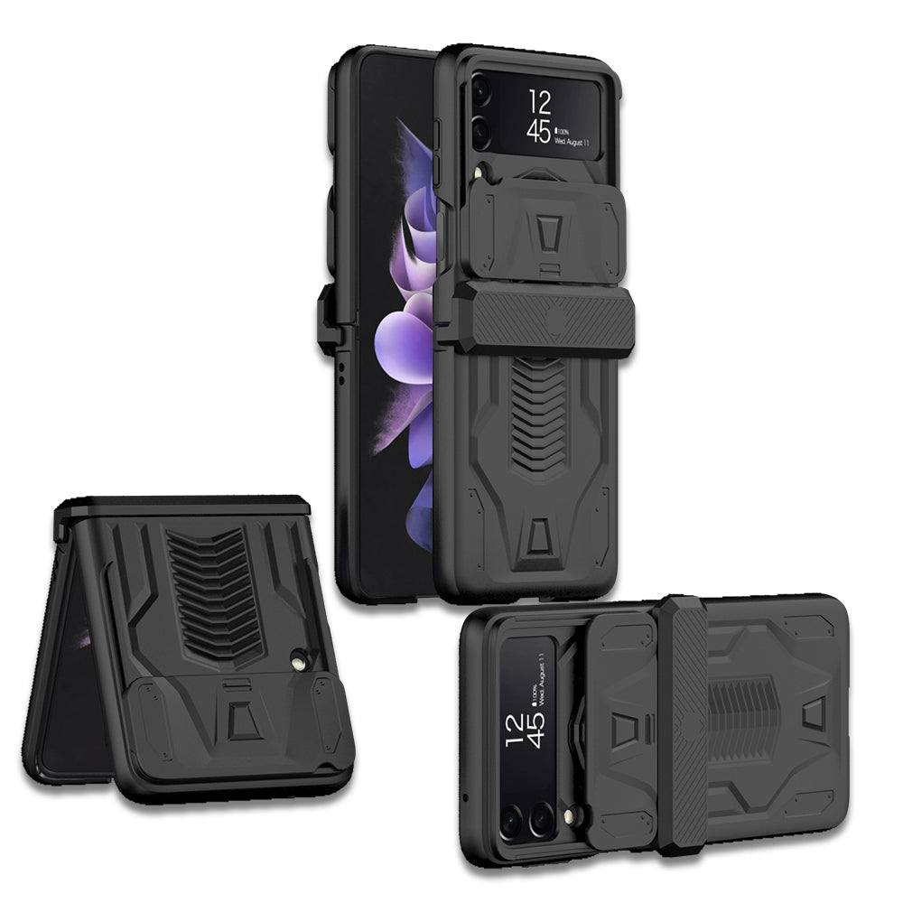 Magnetic Armored Camera Slide Cover For Samsung Galaxy Z Flip 3 Case All-included Hinge Plastic Hard For Galaxy Z Flip3 Case