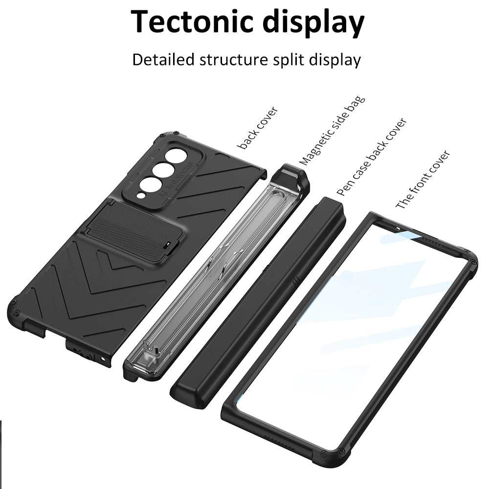 Magnetic Hinge Frame Pen Case Cover For Samsung Galaxy Z Fold 3 All-included Tempered Glass Plastic Case For Samsung Z Fold3