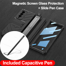 Load image into Gallery viewer, Magnetic Hinge Frame Pen Case Cover For Samsung Galaxy Z Fold 3 All-included Tempered Glass Plastic Case For Samsung Z Fold3

