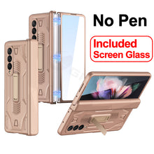 Lade das Bild in den Galerie-Viewer, Magnetic Hinge Frame Pen Case Cover For Samsung Galaxy Z Fold 3 All-included Tempered Glass Plastic Case For Samsung Z Fold3
