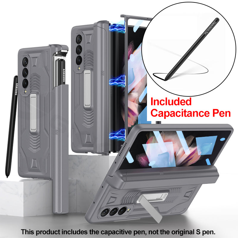 Magnetic Screen Glass Holder Cover For Samsung Galaxy Z Fold 3 All-included Slide Pen Case Plastic For Galaxy Z Fold3 Cover