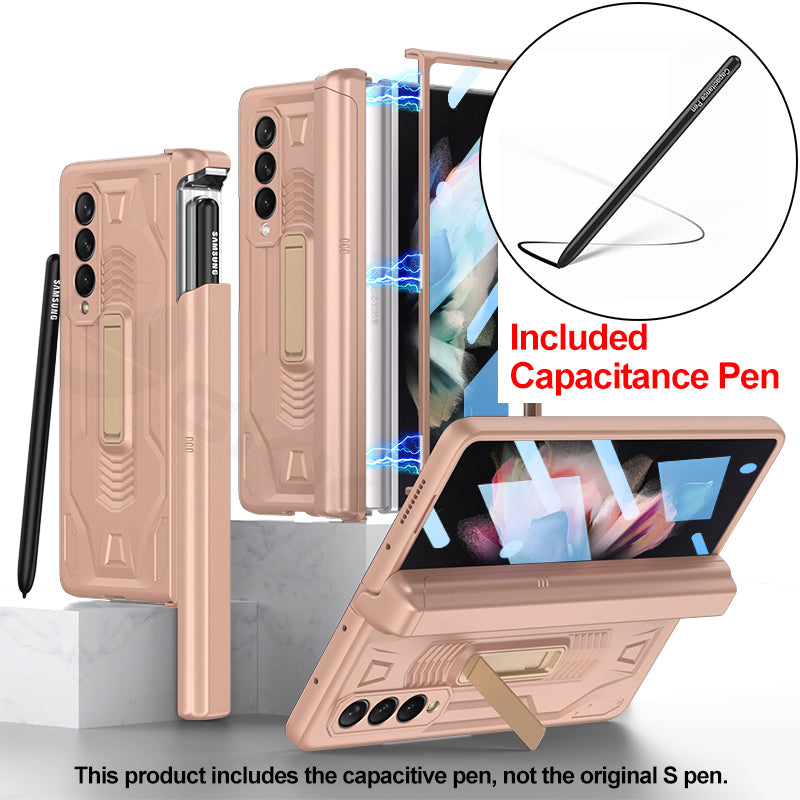 Magnetic Screen Glass Holder Cover For Samsung Galaxy Z Fold 3 All-included Slide Pen Case Plastic For Galaxy Z Fold3 Cover