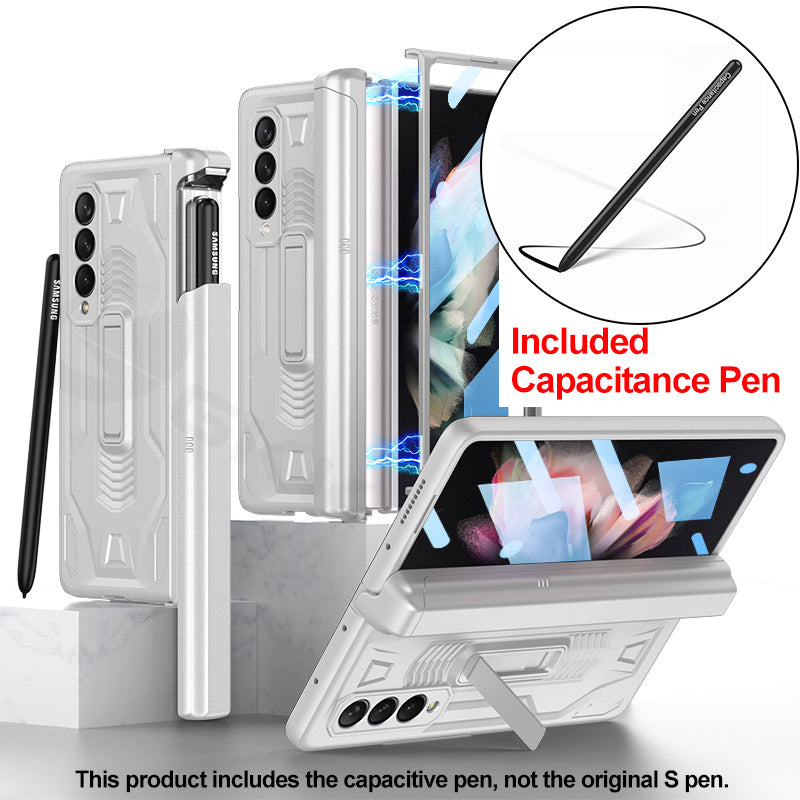 Magnetic Screen Glass Holder Cover For Samsung Galaxy Z Fold 3 All-included Slide Pen Case Plastic For Galaxy Z Fold3 Cover