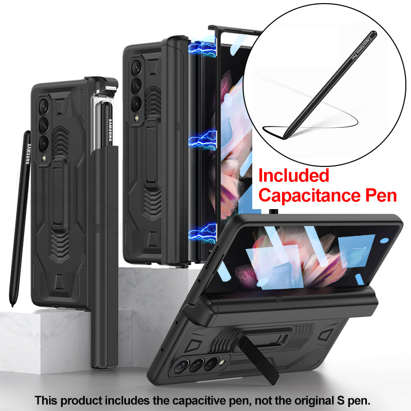Magnetic Screen Glass Holder Cover For Samsung Galaxy Z Fold 3 All-included Slide Pen Case Plastic For Galaxy Z Fold3 Cover