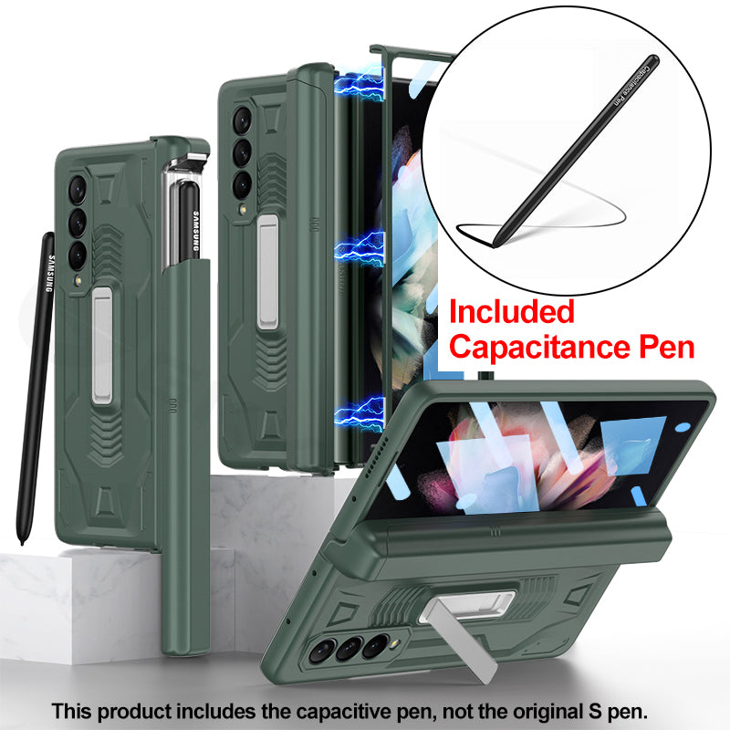 Magnetic Screen Glass Holder Cover For Samsung Galaxy Z Fold 3 All-included Slide Pen Case Plastic For Galaxy Z Fold3 Cover