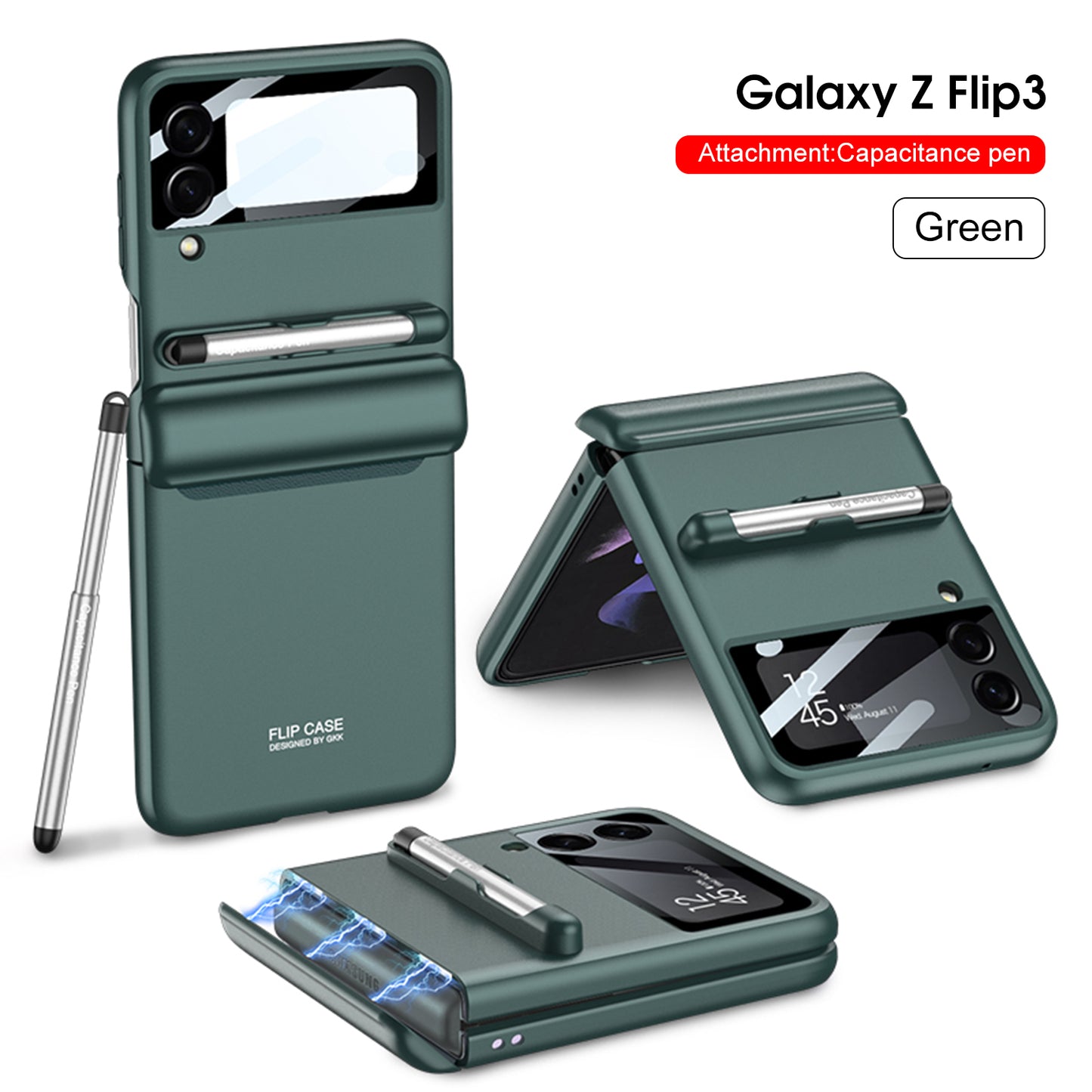 Magnetic hinge Slim Case For Samsung Galaxy Z Flip 3 5G With Capacitive Pen Slot Plastic Phone Cover For Galaxy Z Flip3 Case