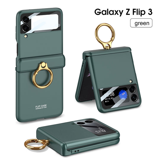 Magnetic hinges All-included Case For Samsung Galaxy Z Flip 3 5G Back Screen Glass Plastic Hard Cover For Samsung Flip3 Case