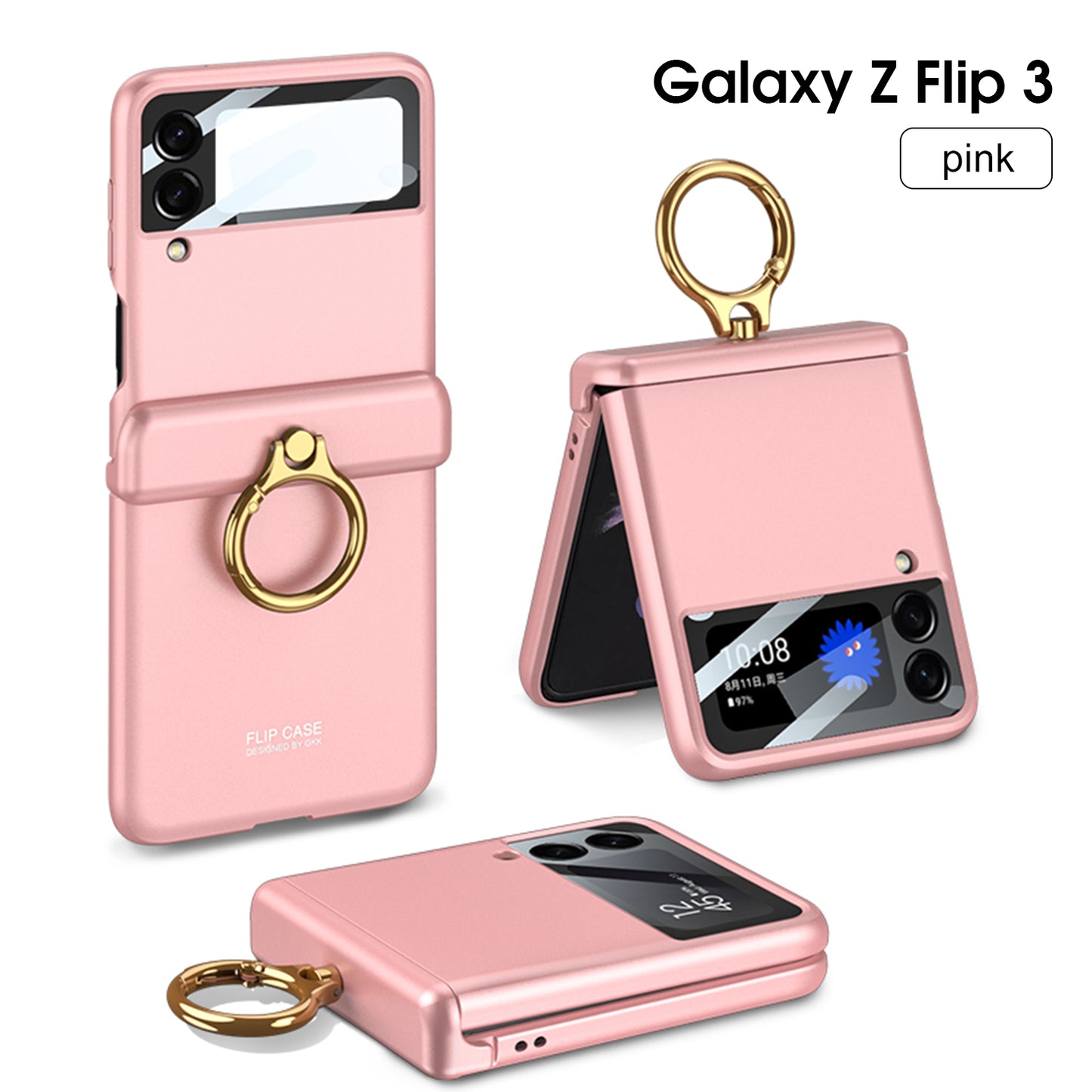 Magnetic hinges All-included Case For Samsung Galaxy Z Flip 3 5G Back Screen Glass Plastic Hard Cover For Samsung Flip3 Case