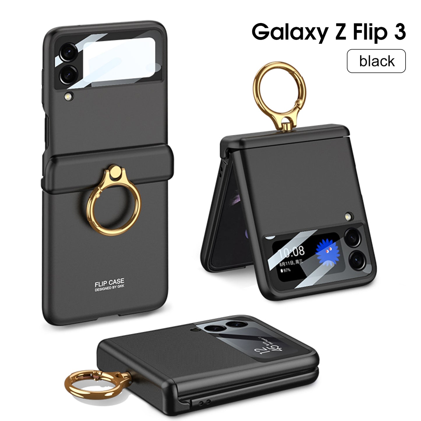 Magnetic hinges All-included Case For Samsung Galaxy Z Flip 3 5G Back Screen Glass Plastic Hard Cover For Samsung Flip3 Case