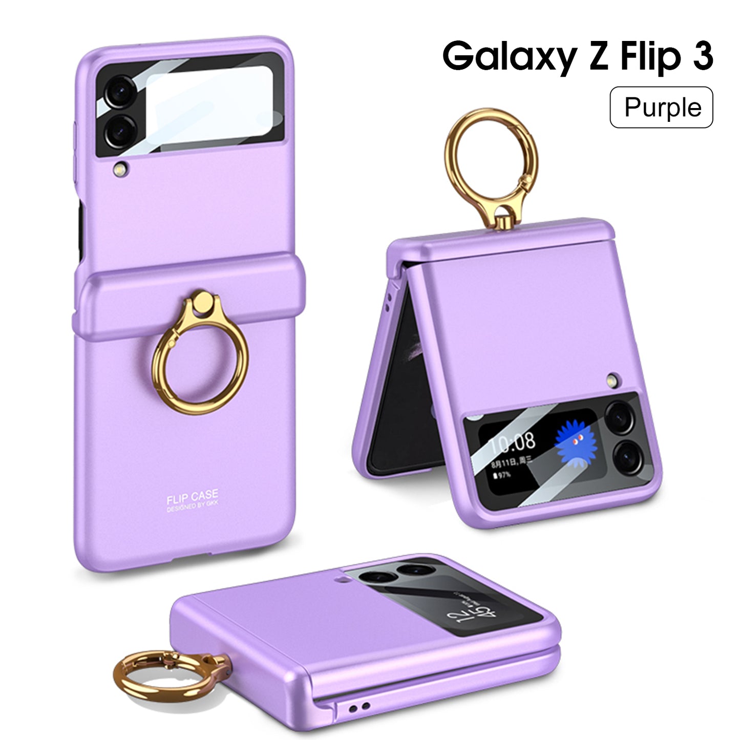 Magnetic hinges All-included Case For Samsung Galaxy Z Flip 3 5G Back Screen Glass Plastic Hard Cover For Samsung Flip3 Case