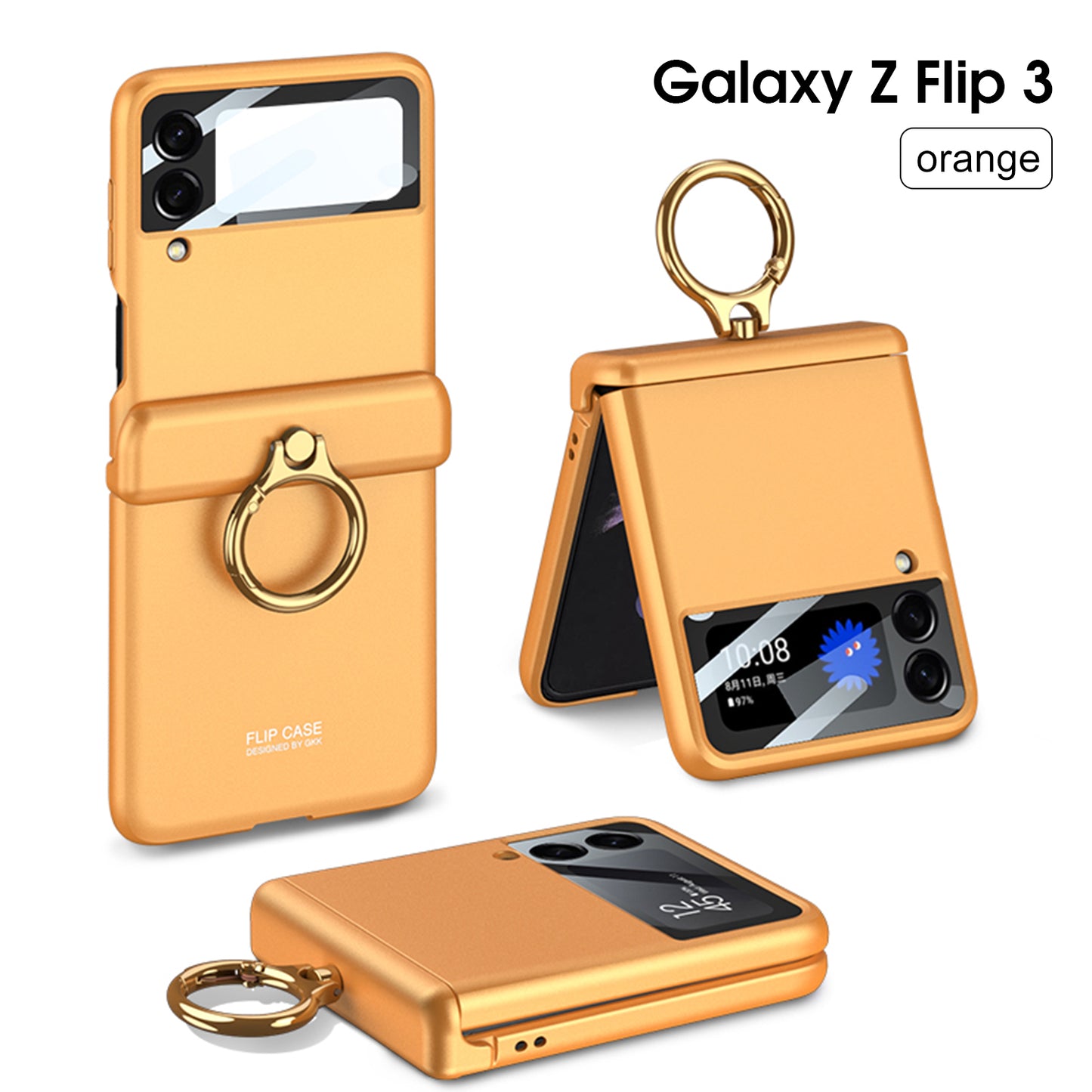 Magnetic hinges All-included Case For Samsung Galaxy Z Flip 3 5G Back Screen Glass Plastic Hard Cover For Samsung Flip3 Case