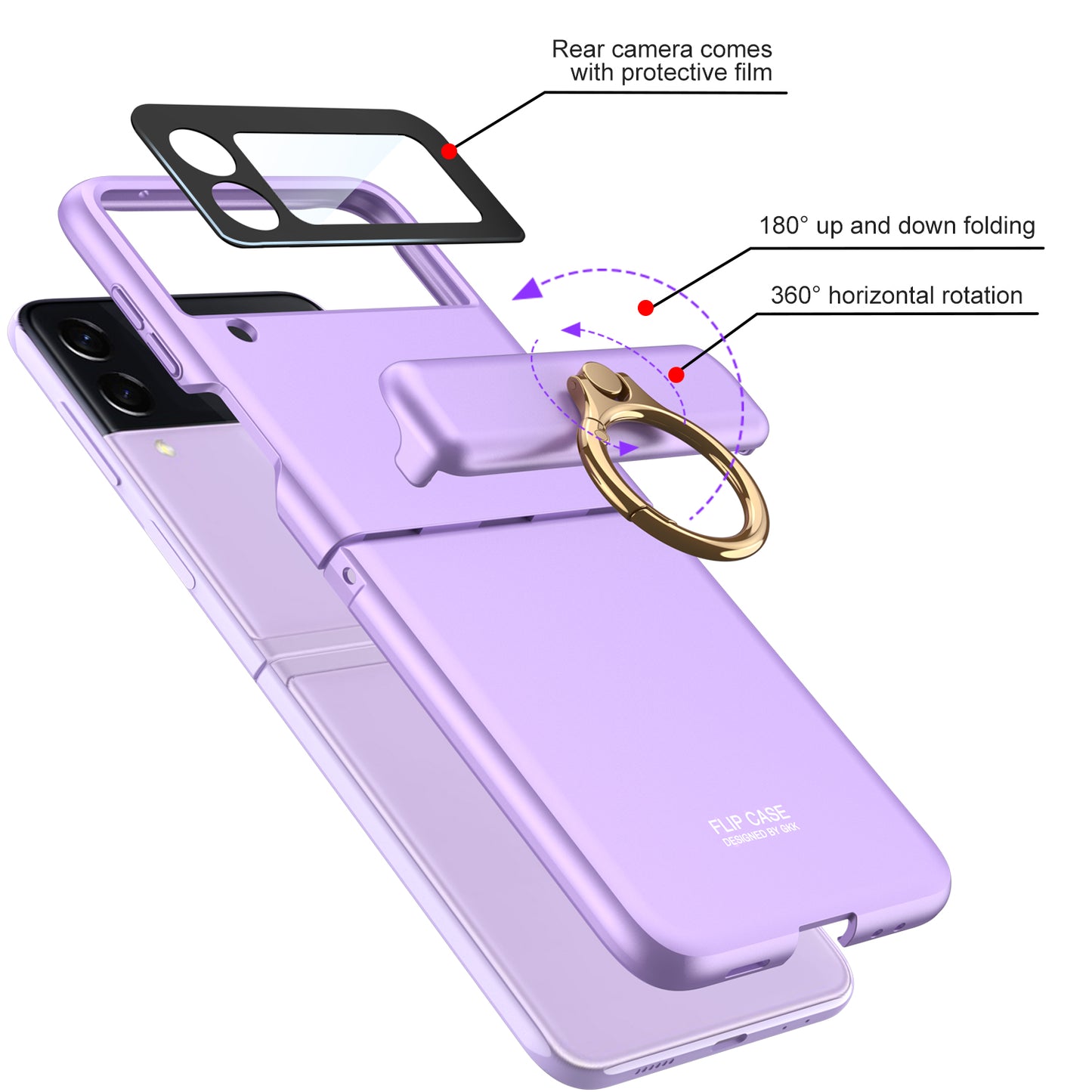 Magnetic hinges All-included Case For Samsung Galaxy Z Flip 3 5G Back Screen Glass Plastic Hard Cover For Samsung Flip3 Case