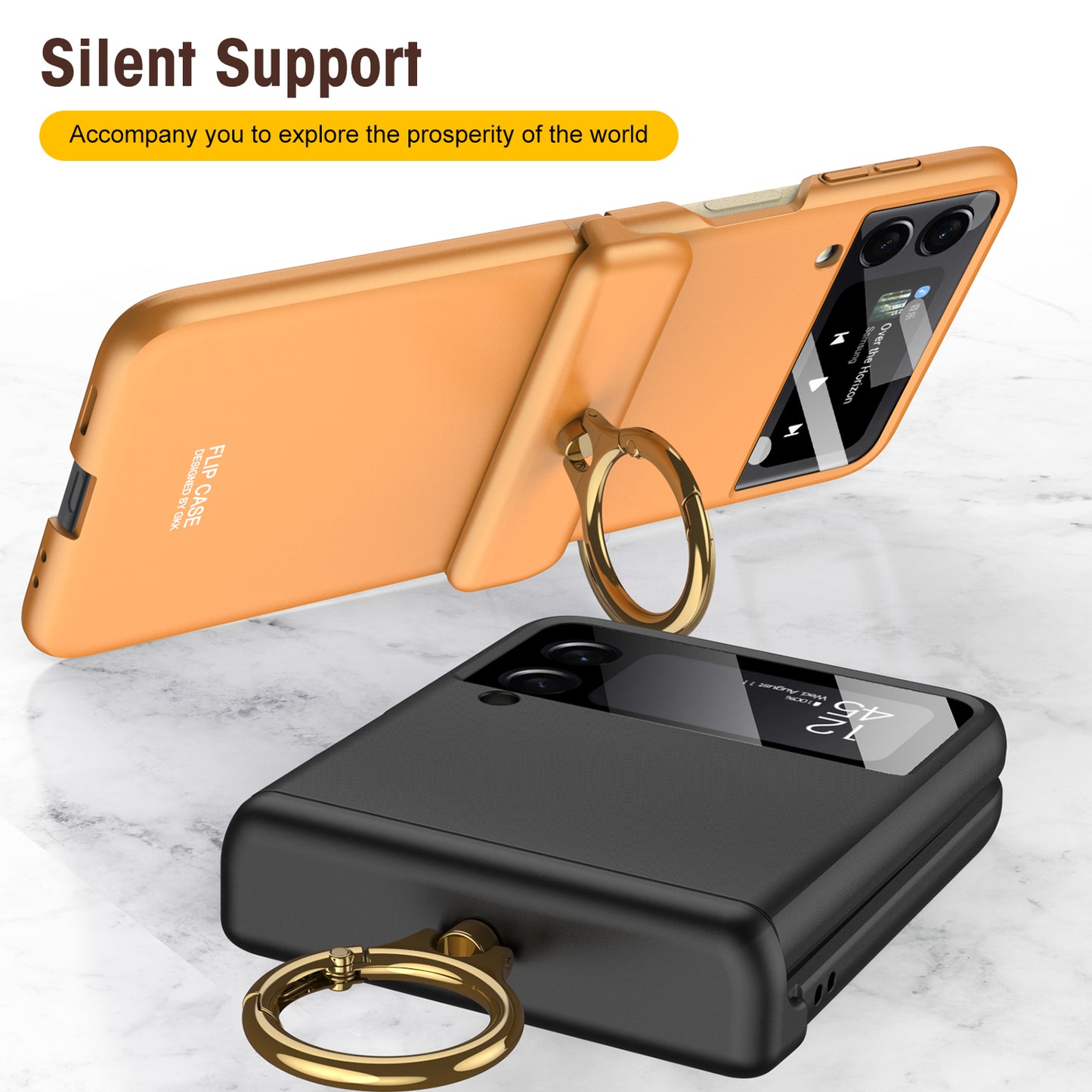 Magnetic hinges All-included Case For Samsung Galaxy Z Flip 3 5G Back Screen Glass Plastic Hard Cover For Samsung Flip3 Case