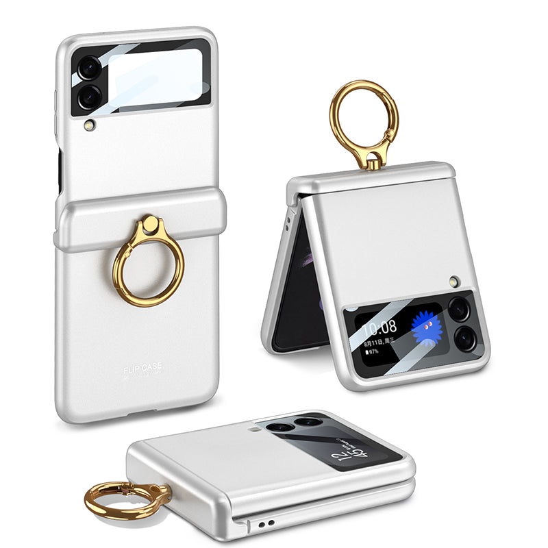 Magnetic hinges All-included Case For Samsung Galaxy Z Flip 3 5G Back Screen Glass Plastic Hard Cover For Samsung Flip3 Case