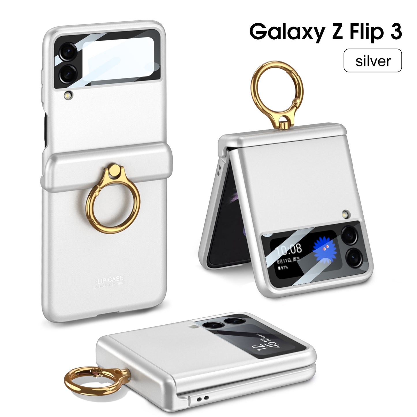 Magnetic hinges All-included Case For Samsung Galaxy Z Flip 3 5G Back Screen Glass Plastic Hard Cover For Samsung Flip3 Case