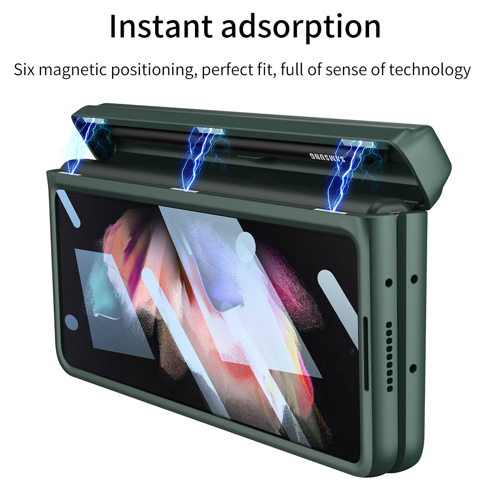 Magnetic All-included Pen Case For Galaxy Z Fold 3 Case Back Screen Glass Holder Cover For Samsung Galaxy Z Fold3