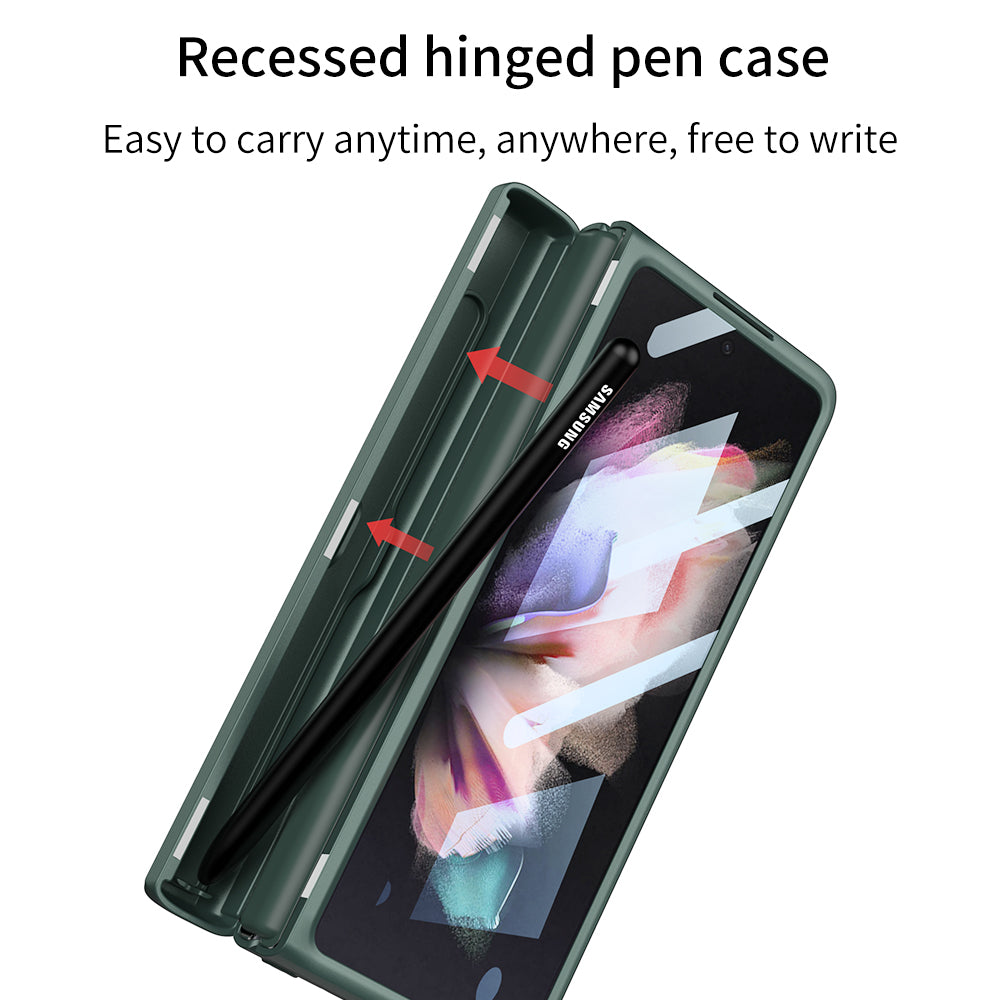 Magnetic All-included Pen Case For Galaxy Z Fold 3 Case Back Screen Glass Holder Cover For Samsung Galaxy Z Fold3