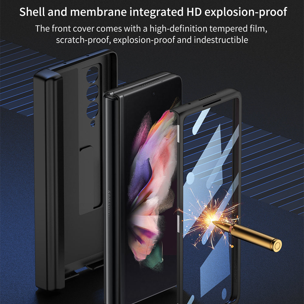 Magnetic All-included Pen Case For Galaxy Z Fold 3 Case Back Screen Glass Holder Cover For Samsung Galaxy Z Fold3