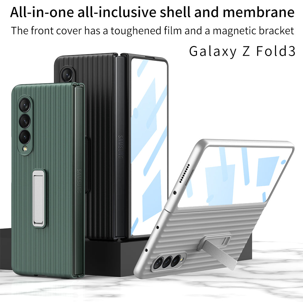 Outer Screen Glass Luggage Design Case For Samsung Galaxy Z Fold 3 5G Anti-knock Plastic Cover For Samsung Z Fold 3 5G Case