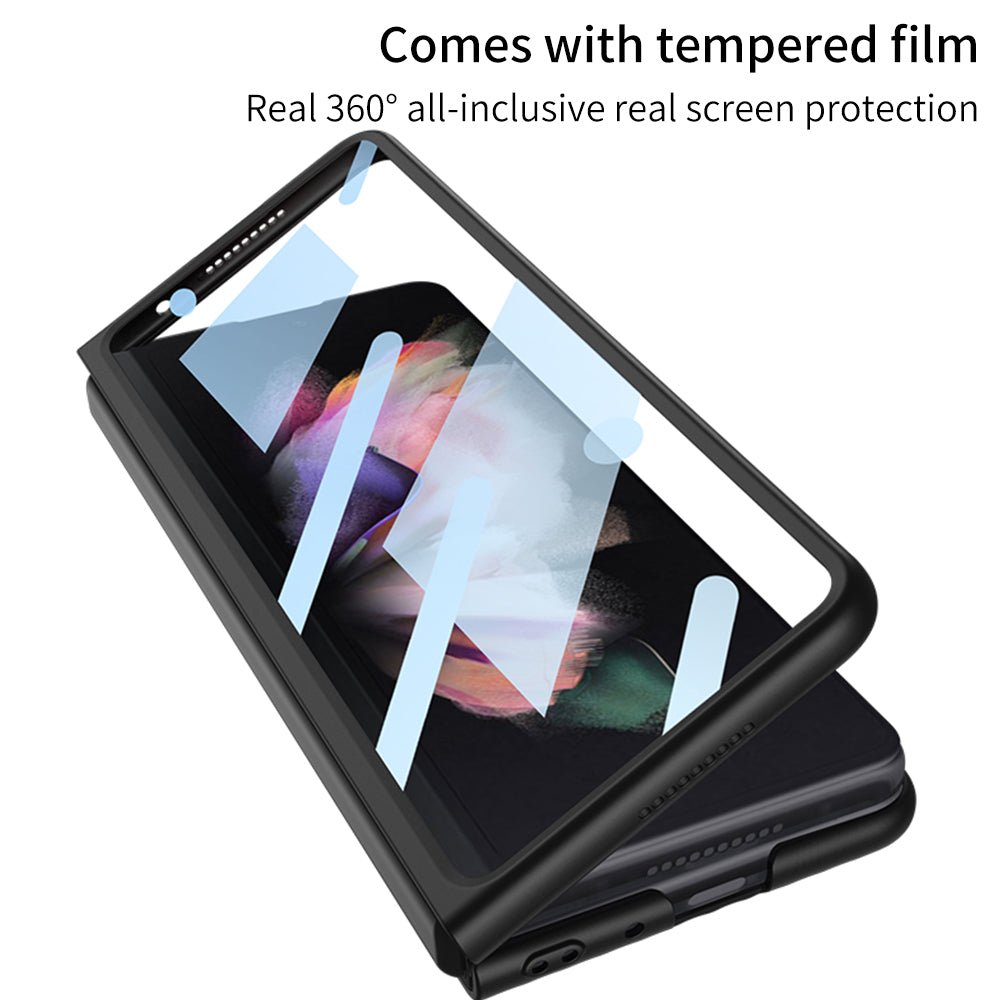 Outer Screen Glass Luggage Design Case For Samsung Galaxy Z Fold 3 5G Anti-knock Plastic Cover For Samsung Z Fold 3 5G Case