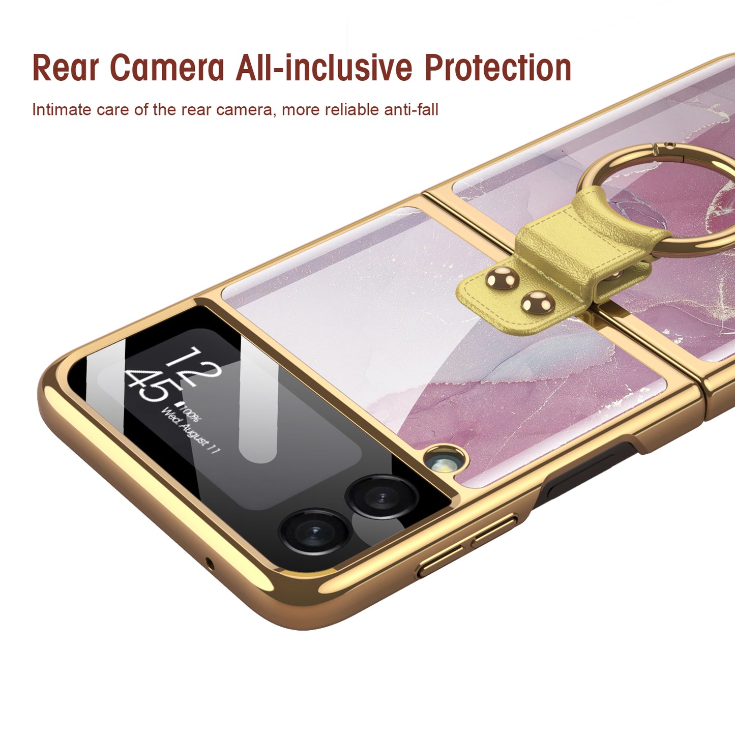 Painted Tempered Glass Ring Stand Cover For Samsung Galaxy Z Flip Fold 3 2 Case Plating Frame For Galaxy Z Flip3 Fold3 CASE