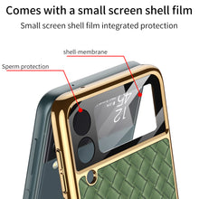 Cargar imagen en el visor de la galería, Plating Leather Weaving Case For Samsung Galaxy Z Flip 3 5G Case Back Screen Protector Hard Cover For Samsung Z Flip3
