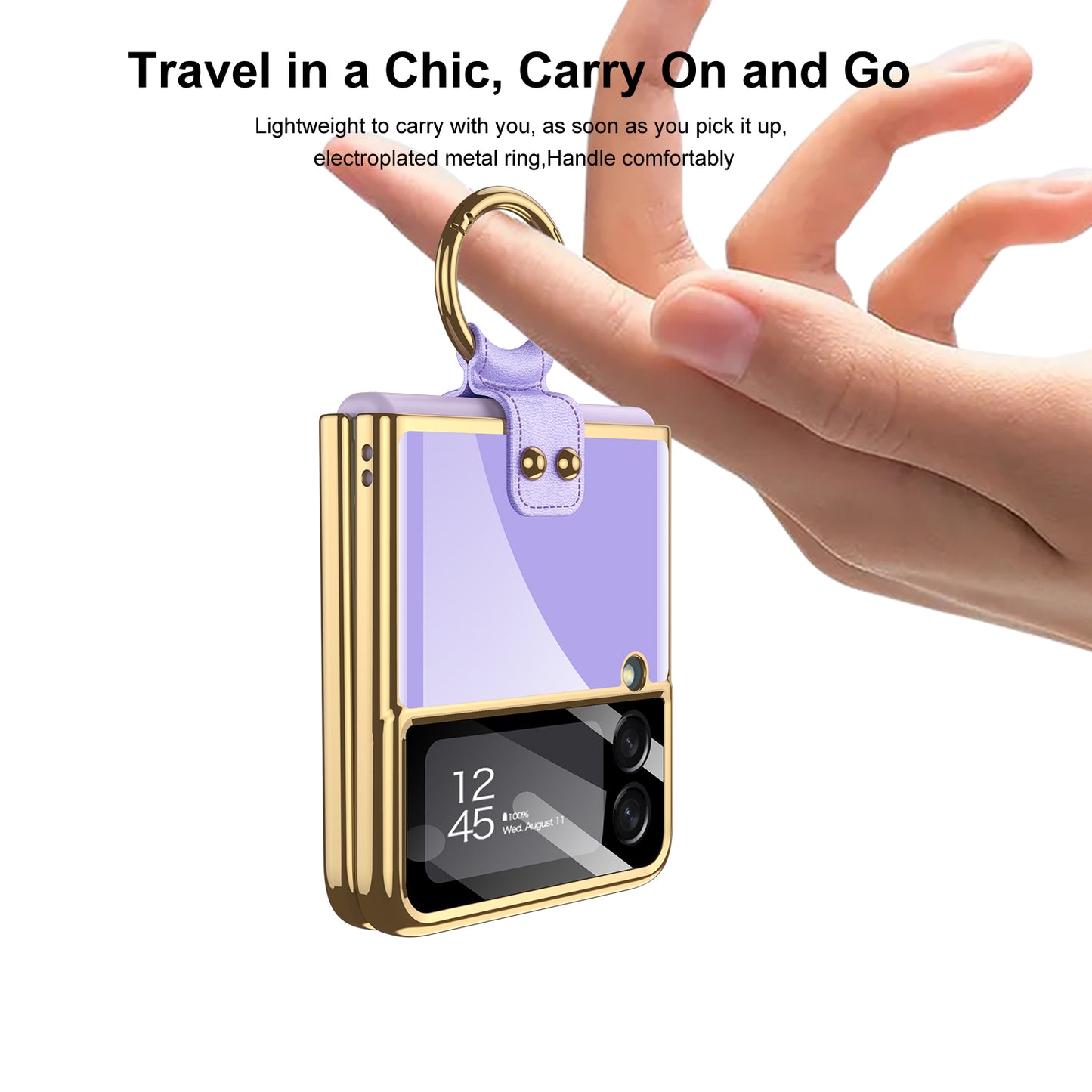 Tempered Glass Ring Case For Samsung Galaxy Z Flip 3 5G Luxury Back Screen Glass Plating Phone Cover For Galaxy Z Flip3 Case