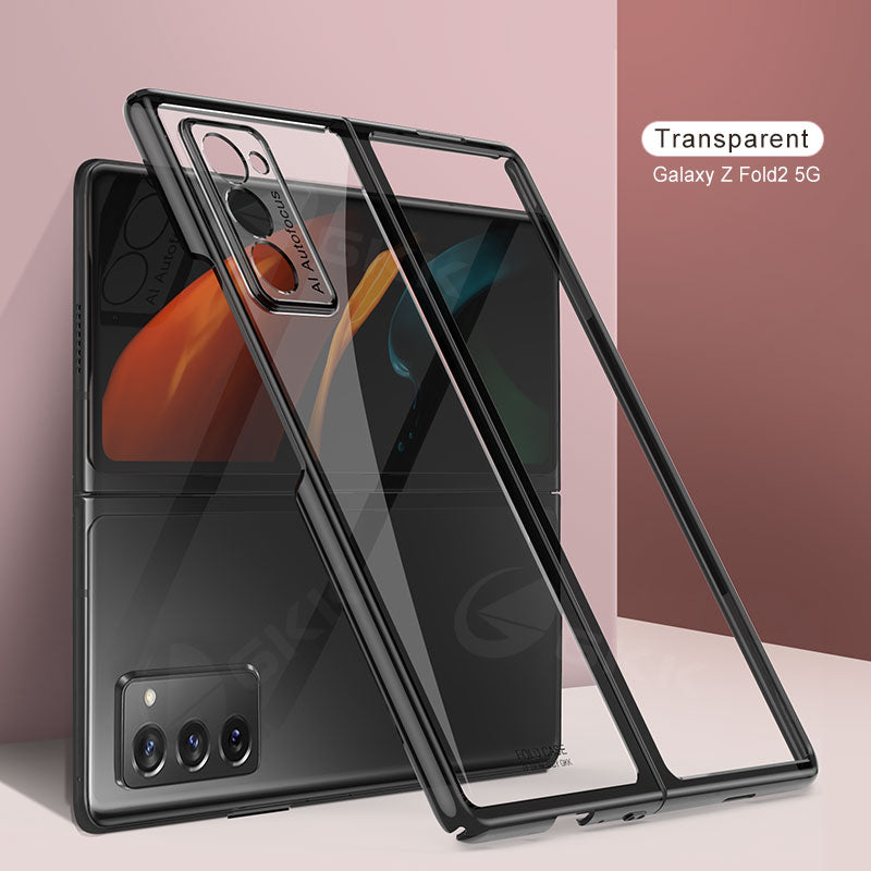 Transparent Flip Hard Case For Samsung Galaxy Z Fold 2 Case Luxury Plating Anti-knock Protection Cover For Samsung Fold 2