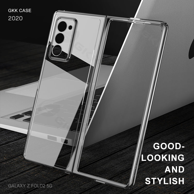 Transparent Flip Hard Case For Samsung Galaxy Z Fold 2 Case Luxury Plating Anti-knock Protection Cover For Samsung Fold 2