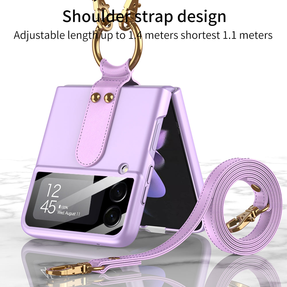 Ultra-thin Back Screen Glass Case Cover For Samsung Galaxy Z Flip 3 5G Case Finger-Ring Plastic Hard Cover For Samsung Flip3