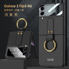 Lade das Bild in den Galerie-Viewer, Ultra-thin Back Screen Glass Case Cover For Samsung Galaxy Z Flip 3 5G Case Finger-Ring Plastic Hard Cover For Samsung Flip3
