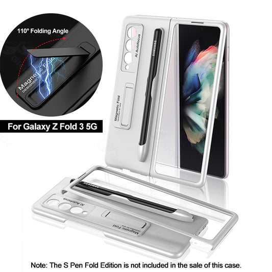 Ultra-thin Stand Holder Case For Samsung Galaxy Z Fold 3 5G With Pen Slot Shockproof Hard Cover For Samsung Z Fold 3 Case
