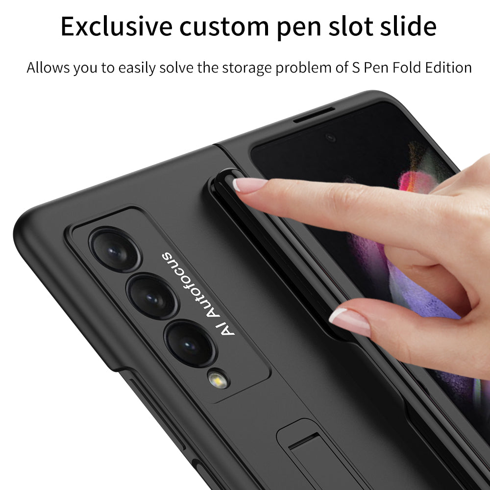 Ultra-thin Stand Holder Case For Samsung Galaxy Z Fold 3 5G With Pen Slot Shockproof Hard Cover For Samsung Z Fold 3 Case