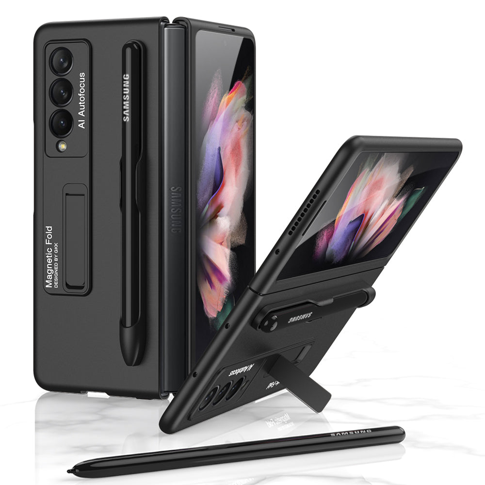 Ultra-thin Stand Holder Case For Samsung Galaxy Z Fold 3 5G With Pen Slot Shockproof Hard Cover For Samsung Z Fold 3 Case