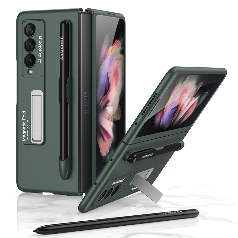 Ultra-thin Stand Holder Case For Samsung Galaxy Z Fold 3 5G With Pen Slot Shockproof Hard Cover For Samsung Z Fold 3 Case