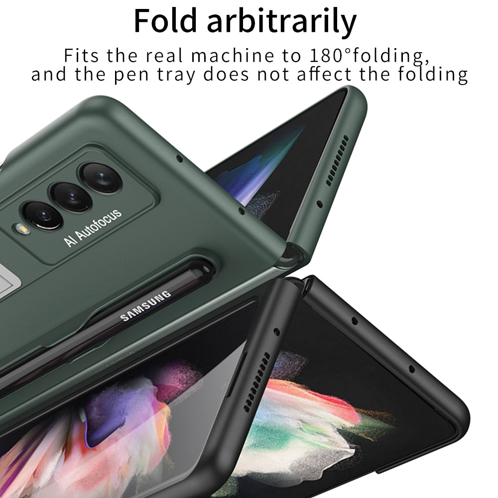 Ultra-thin Stand Holder Case For Samsung Galaxy Z Fold 3 5G With Pen Slot Shockproof Hard Cover For Samsung Z Fold 3 Case
