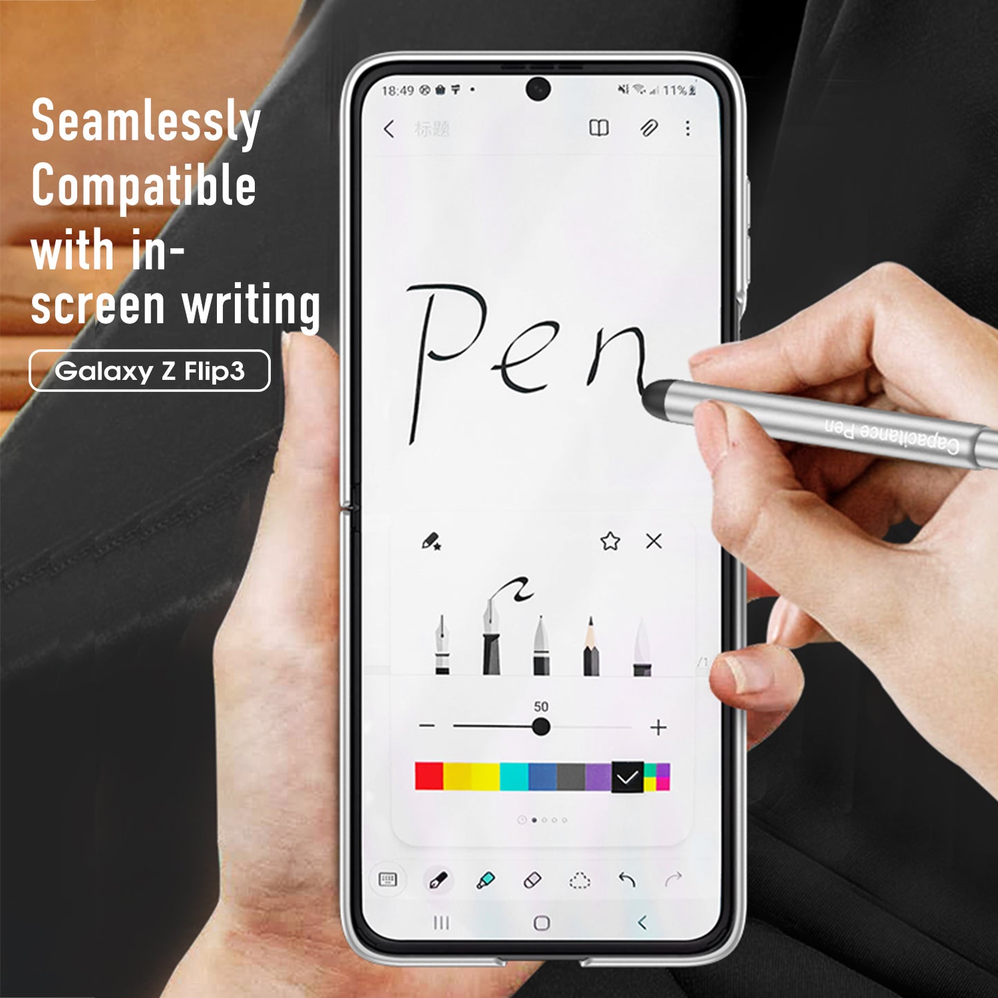 Ultra-thin With Capacitive Pen Plastic Case For Samsung Galaxy Z Flip 3 5G Screen Protector Hard Cover For Galaxy Flip3 Case