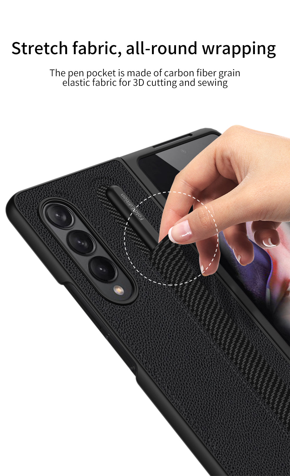Leather Pen Slot Bag Case For Samsung Galaxy Z Fold 3 5G Ultra-thin Anti-knock Protection Cover For Samsung Z Fold3 5G Case