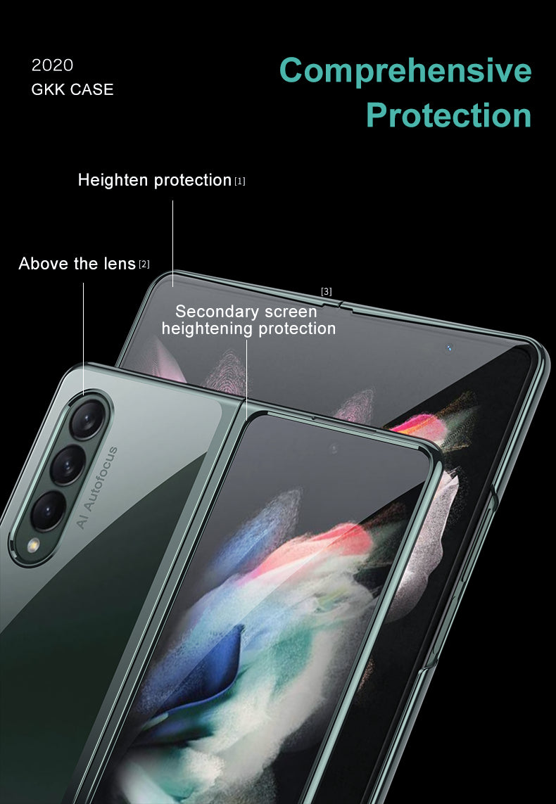 Luxury Plating Flip Case For Samsung Galaxy Z Fold 2 3 5G HD Transparent Shockproof Hard Cover For Samsung Z Fold3 5G Case