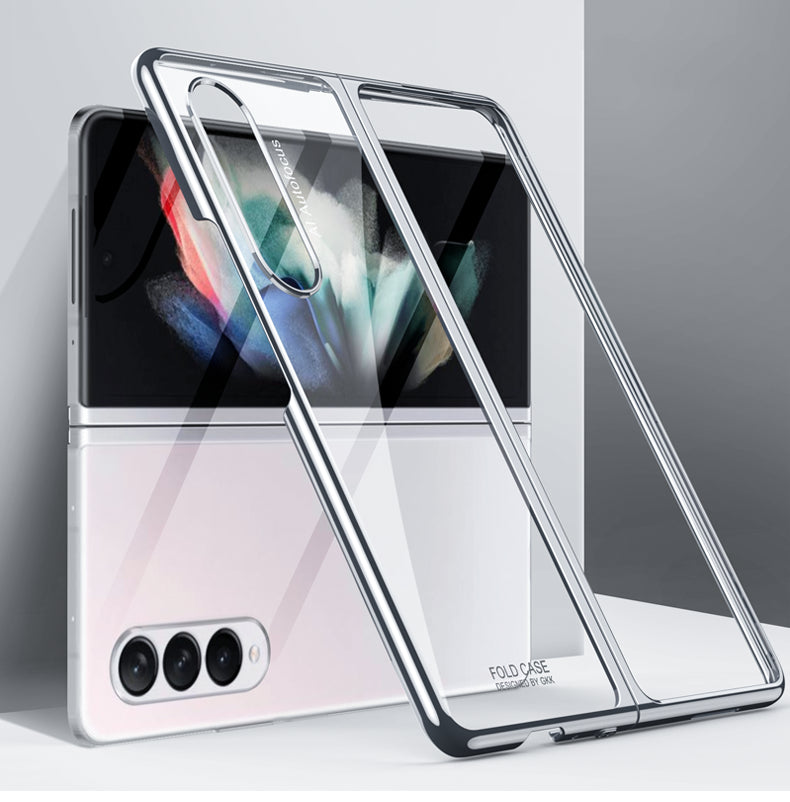 Luxury Plating Flip Case For Samsung Galaxy Z Fold 2 3 5G HD Transparent Shockproof Hard Cover For Samsung Z Fold3 5G Case