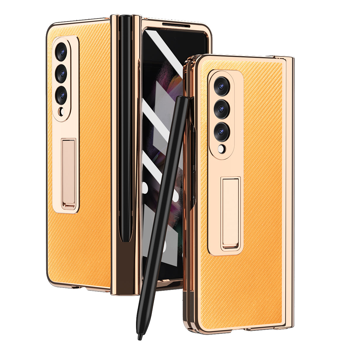 Samsung Galaxy Z Fold 4 3 2 5G Case With 2PCS Hinge Pen Slot and Capacitive Pen