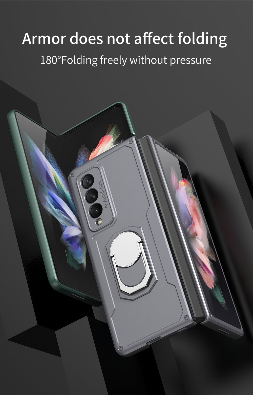 Armor Back Clip Stand Holder Case For Samsung Galaxy Z Fold 3 5G Anti-knock Protection Hard Cover For Samsung Z Fold 3 Case
