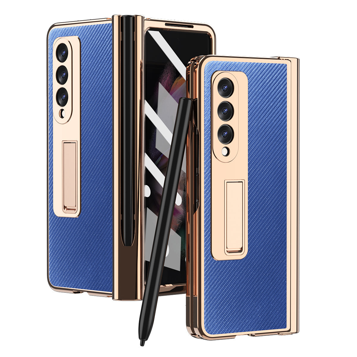 Samsung Galaxy Z Fold 4 3 2 5G Case With 2PCS Hinge Pen Slot and Capacitive Pen