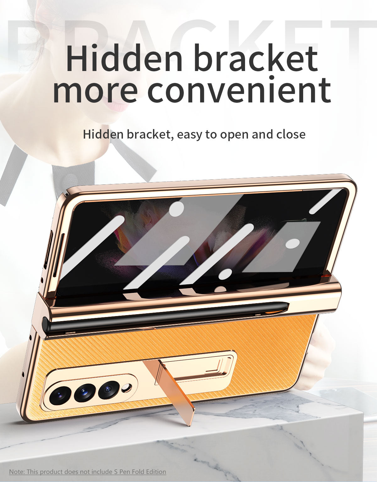 Samsung Galaxy Z Fold 4 3 2 5G Case With 2PCS Hinge Pen Slot and Capacitive Pen