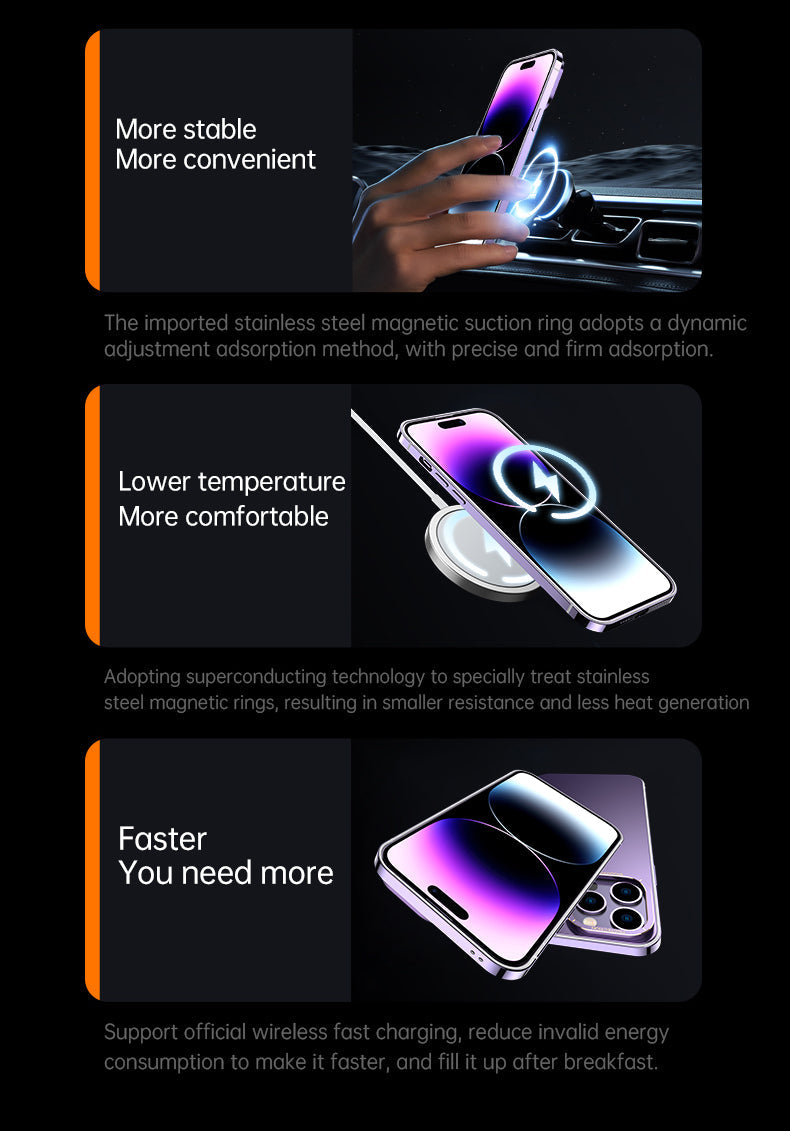 Magnet Magnetic Case Wireless Charge For IPhone 14 Pro Max Case 14  TPU Cover Shockproof Metal Frame Phone Case